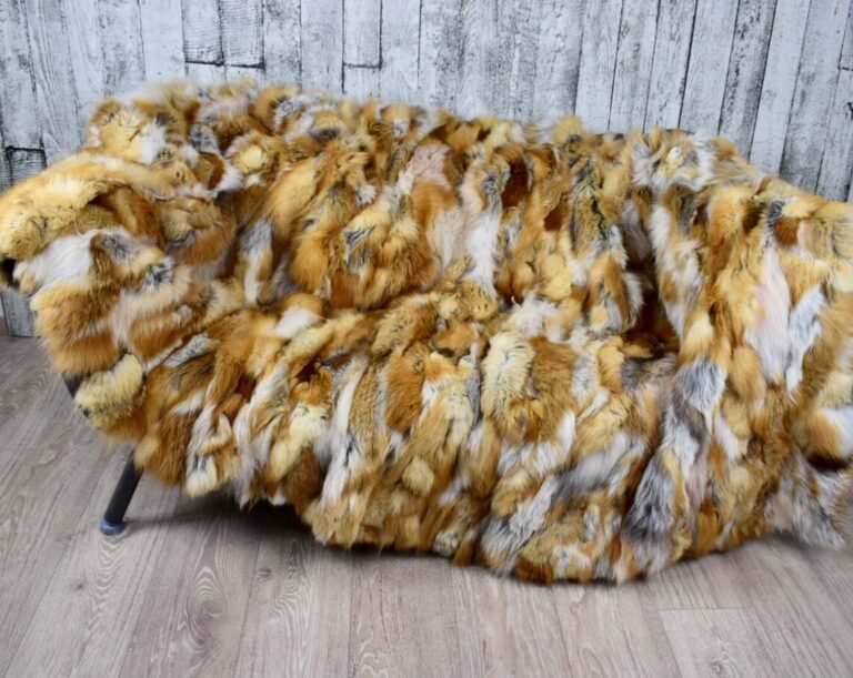 Luxury Real Canadian Red Fox Fur Throw Blanket Realfurhomedecor